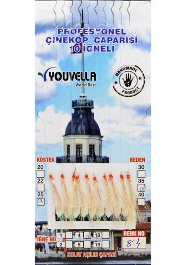 Çinekop Çaparisi UV-GLOW Simli 10 İğneli Kolay Açılan Çapari 0.15mm Köstek x 0.25mm Beden  74