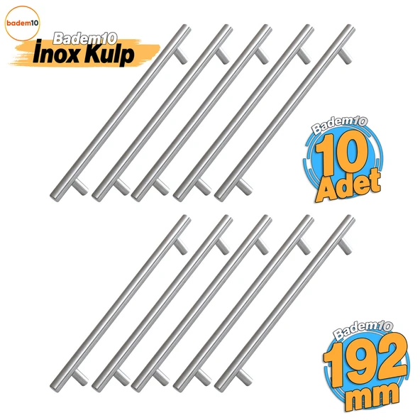 10 ADET RoseMary İnox Metal Kulp 192 mm ( 19.2 cm ) Mobilya Mutfak Çekmece Dolap Kapak Kulpu Kulbu ürün görseli