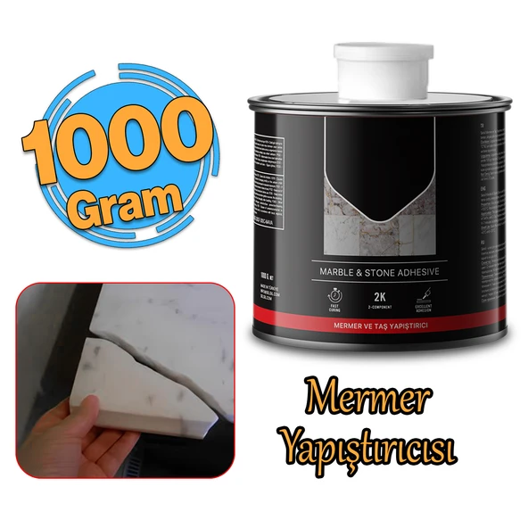 Granit Mermer Taş Fayans Çini Mozaik Beton Ahşap Yapıştırıcısı Polyester Sentetik Reçine 1000 Gram