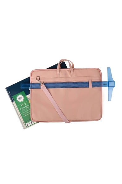 BBACK Proje Çantası 40 X 56cm / Köpük Astarlı / Askılı / T Cetveli Takılabilir Suni Deri Soft Pembe - Resim 3