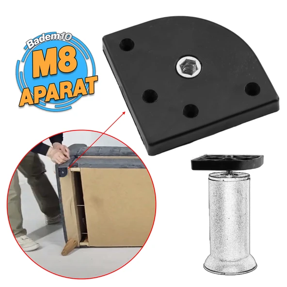 4 Adet Gizli Plastik Bağlantı Aparatı M8 Civatalı Kanepe Koltuk Baza Sehpa Montaj Ayak Ayağı Tabanı - Resim 4