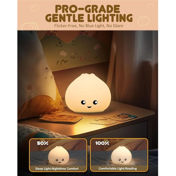 Sevimli Köfte Lambası  PİLLİ 7 Renk Değişen Bebek Uyku Lambası Gece Lambası Noel Çocuklar Çocuklar Doğum Günü Hediyesi - 2