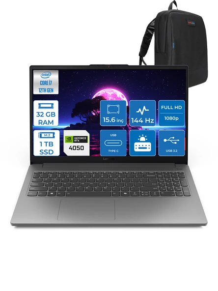 Lenovo Loq Intel Core I7 12650HX 32GB Ddr5 1tb SSD 6GB/RTX4050 WIN11HOME 15.6" Fhd 144Hz Yapay Zeka Destekli Taşınabilir Bilgisayar 15IAX9EH10 + Zettaçanta