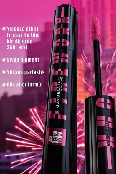Maybelline New York Lash Sensational Firework Electro Black Maskara - 5