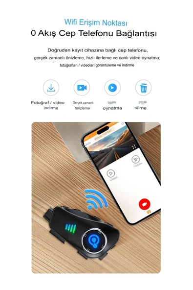 Q28 İntercom Kameralı HD 1080P Kameralı Kask Kulaklık Su Geçirmez 32GB Hafıza Kartlı - 5