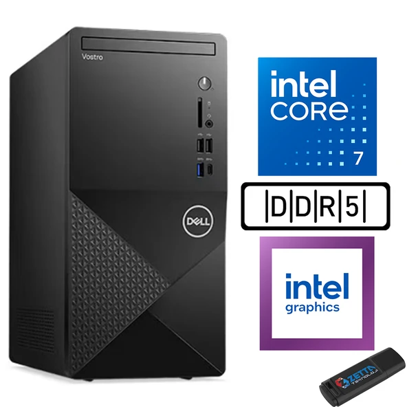 Dell Vostro 3030 mt Intel Core I7 12700 16GB Ddr5 2tb SSD Windows 11 Home Intel® UHD Graphics 730 Masaüstü Bilgisayar N3030I7EMEAH09 + Zetta USB Bellek