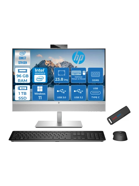 Hp Eliteone 840 G9 13.nesil Intel® Core I7 13700 96GB Ddr5 1tb SSD Fhd 23.8" IPS Windows 11 Pro All In One Bilgisayar 7B0H7EAW23 + Zetta Bellek