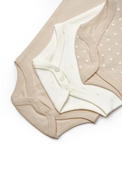 Bebek 3'lü Kısa Kol Body, %100 Organik Pamuk, Bebek ve Yenidoğan Serisi -CSY8122 - 10