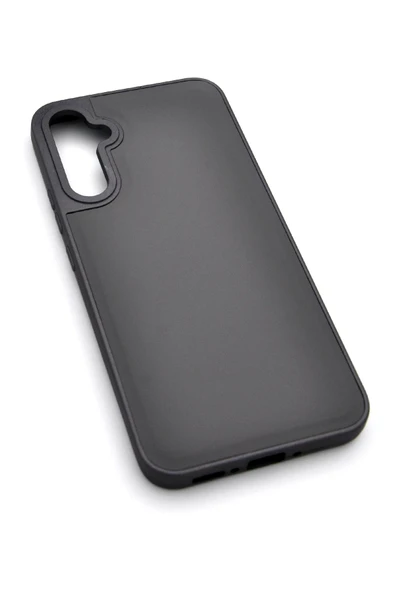 Samsung Galaxy A34 Uyumlu Deri Görünümlü Sert Kapak Kılıf Gri - Resim 2