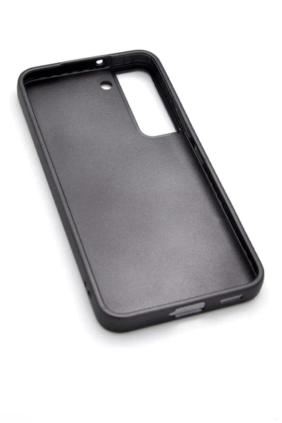 Samsung Galaxy S22 Uyumlu Deri Görünümlü Sert Kapak Kılıf Gri - Resim 6