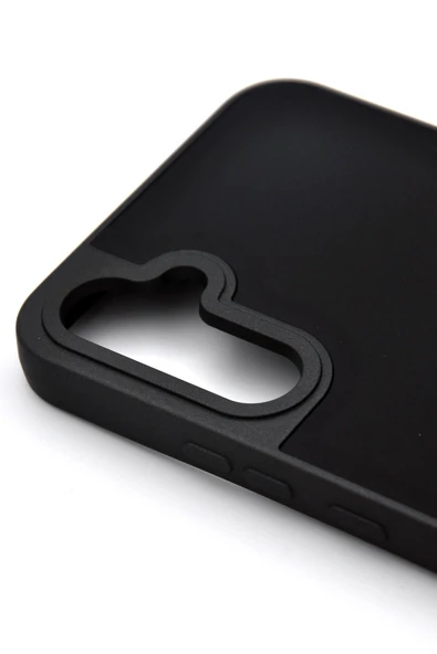 Samsung Galaxy A54 Uyumlu Deri Görünümlü Sert Kapak Kılıf Siyah - Resim 3