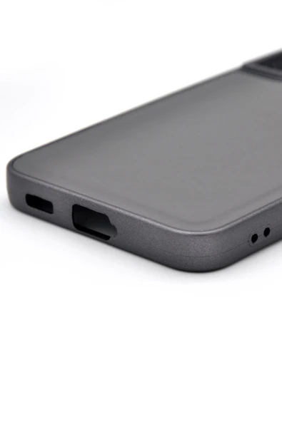 Samsung Galaxy S22 Uyumlu Deri Görünümlü Sert Kapak Kılıf Gri - Resim 5