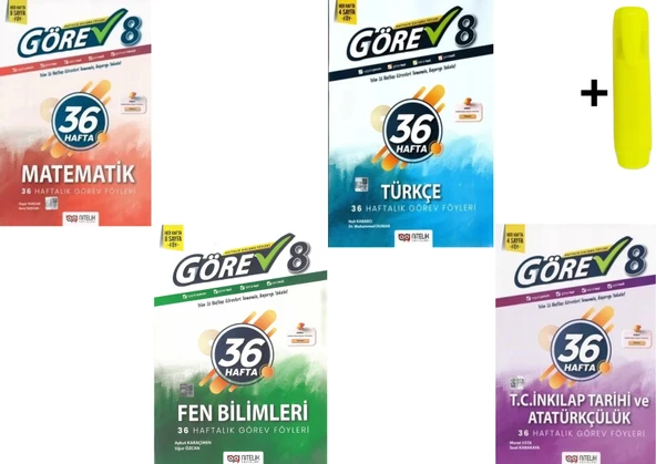 Nitelik 8.Sınıf Görev Matematik Fen Türkçe İnkılap 36 Haftalık Görev Föyleri