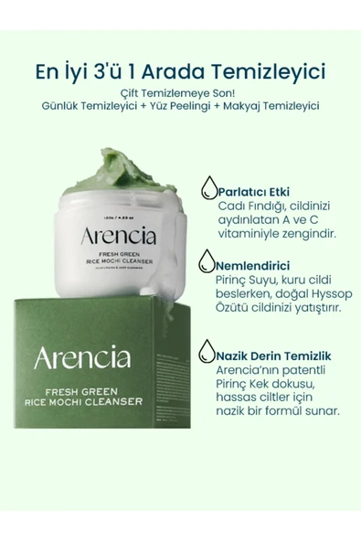 Arencia Fresh Green Rice Cleanser (Gözenek Sıkılaştırıcı Nemlendirici Yüz Temizleyici) -GLOBALCARE- - 3