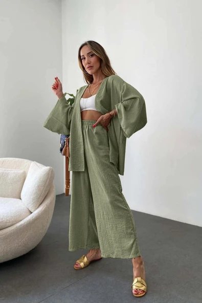Keten Salaş Kimono İkili Takim