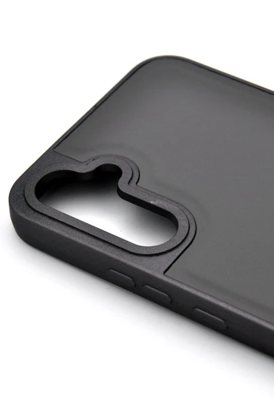 Samsung Galaxy S23 Uyumlu Deri Görünümlü Sert Kapak Kılıf Gri - Resim 3