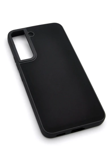 Samsung Galaxy S22 Uyumlu Deri Görünümlü Sert Kapak Kılıf Siyah - Resim 2