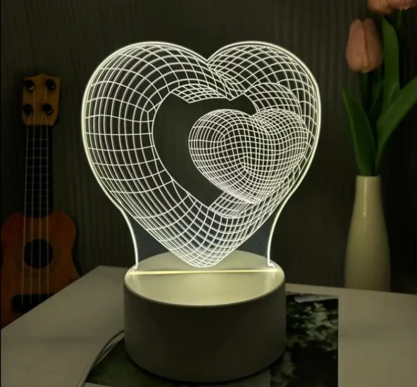 3D Kalp Kalbe Baskılı Gece Lambası - 2