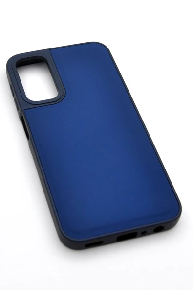 Samsung Galaxy A14 Uyumlu Deri Görünümlü Sert Kapak Kılıf Lacivert - Resim 2