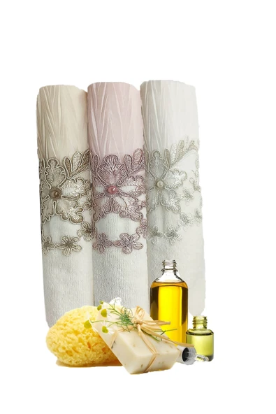 3 Lü Tül Dantel İşlemeli Boncuklu Havlu Seti 50X90 Cm - 5