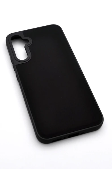 Samsung Galaxy A54 Uyumlu Deri Görünümlü Sert Kapak Kılıf Siyah - Resim 2