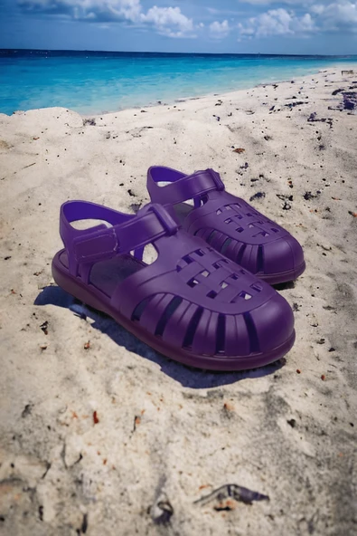 Kadın Çocuk Deniz Ayakkabısı Plaj Havuz Rafting Jel Görünümlü Şeritli Kaydırmaz Taban Sandalet 309 - 3
