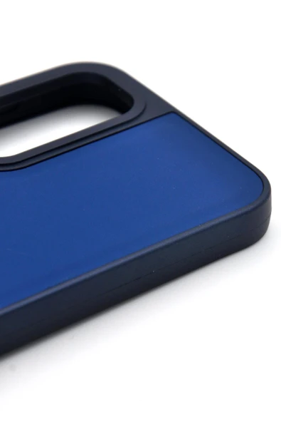 Samsung Galaxy A14 Uyumlu Deri Görünümlü Sert Kapak Kılıf Lacivert - Resim 4