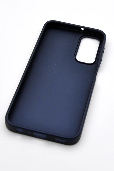 Samsung Galaxy A14 Uyumlu Deri Görünümlü Sert Kapak Kılıf Lacivert - Resim 6