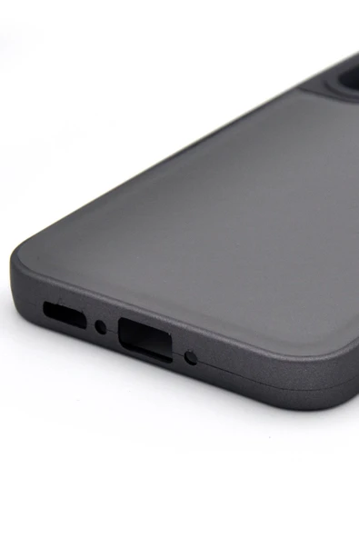 Samsung Galaxy A54 Uyumlu Deri Görünümlü Sert Kapak Kılıf Gri - Resim 5