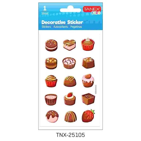 Tanex Kids Sticker Puffy Pasta Serisi 15 Parça (25105)