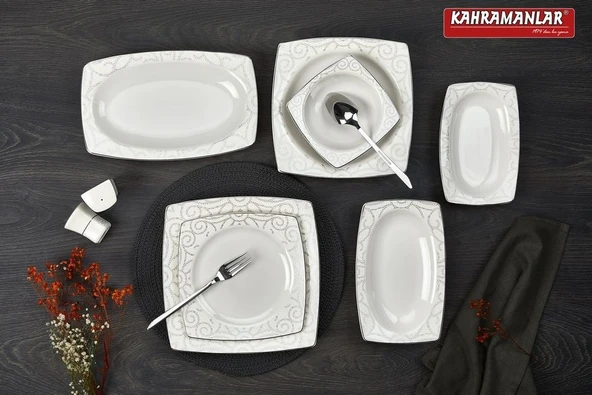 Kahramanlar Art 5706 Karebone 55 Parça Yemek Takımı