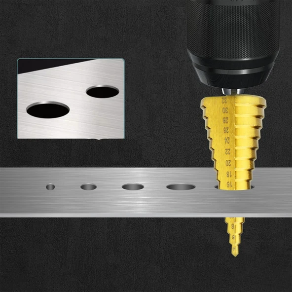 Kademeli Matkap Ucu Seti 4-12, 4-20, 4-30 Metal Kutulu 3'lü Set Ahşap Plastik Metal Delik Açma - Resim 5
