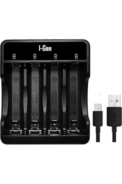 I-Gen G411 4'lü Pil Şarj Aleti + 4 Adet AAA Pro 1100 mAh Şarjlı İnce Kalem Pilli Set - 5