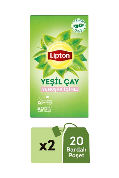 Lipton Yumuşak İçimli Yeşil Çay Süzen Poşet 2 x 20'li