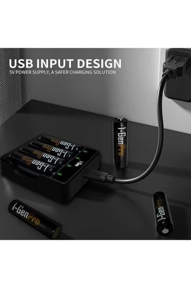 I-Gen G429 4'lü Pil Şarj Aleti + 4 Adet AA Pro 2950 mAh Şarjlı Kalem Pilli Set - 3