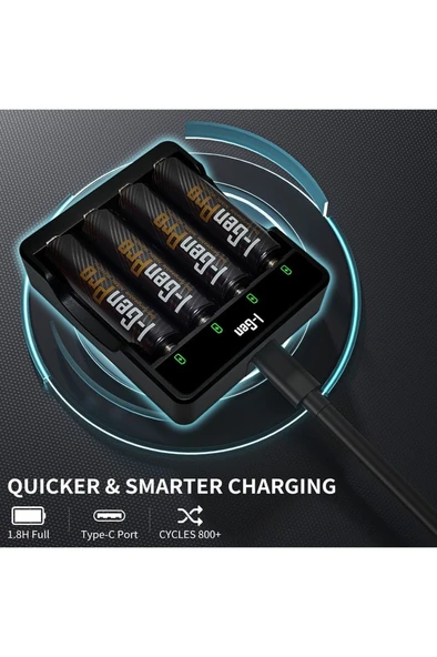 I-Gen G429 4'lü Pil Şarj Aleti + 4 Adet AA Pro 2950 mAh Şarjlı Kalem Pilli Set - 4