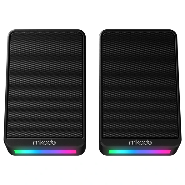 Mikado MD-178 2.0 3W*2 Siyah RGB Aydınlatmalı USB+3.5mm USB 5V Speaker Hoparlör