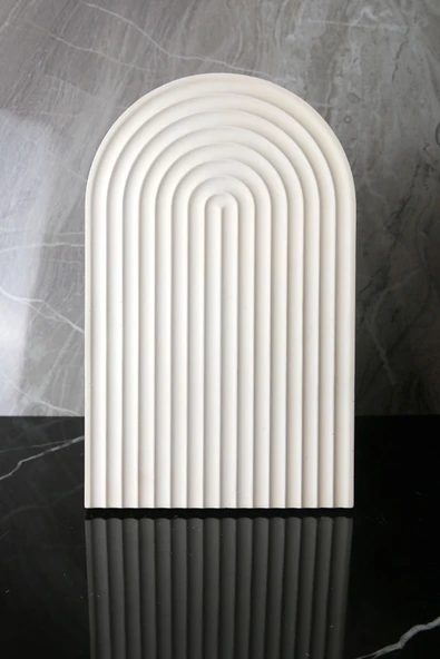 Mermer Desenli El Yapımı Beton Sunum Tabağı Dekoratif Sunumluk 30 Cm - 3