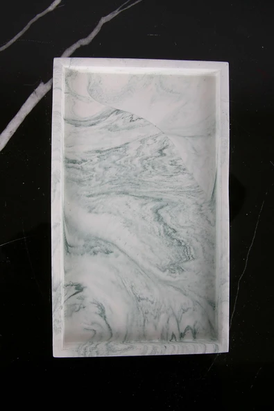Mermer Desenli Beton Sunum Tabağı Dekoratif Sunumluk Sunum Tepsisi 15x25 Cm - 2