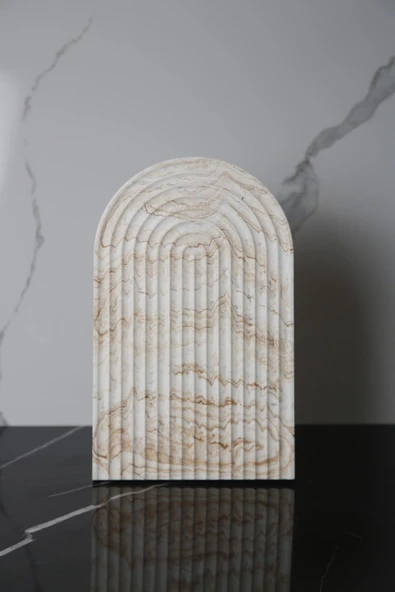 Mermer Desenli El Yapımı Beton Sunum Tabağı Dekoratif Sunumluk 30 Cm