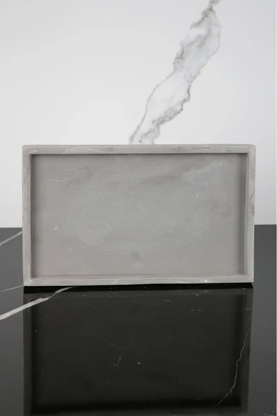 Mermer Desenli Beton Sunum Tabağı Dekoratif Sunumluk Sunum Tepsisi 15x25 Cm