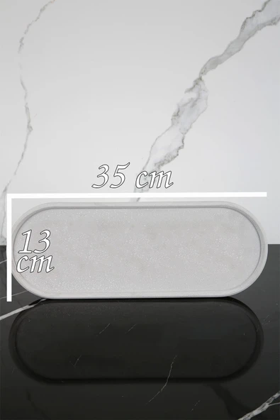 Mermer Desenli Beton Sunum Tepsisi Sunum Tabağı Sunumluk 35 cm - 2