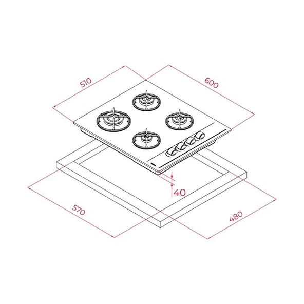 TEKA GBE 64002 WH BEYAZ 4 GÖZLÜ 60 CM. ANKASTRE CAM OCAK - 3