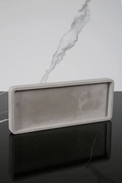 Dekoratif Sunum Tepsisi Tabağı Beton Sunumluk 10x25 Cm Beton Gri ürün görseli 1