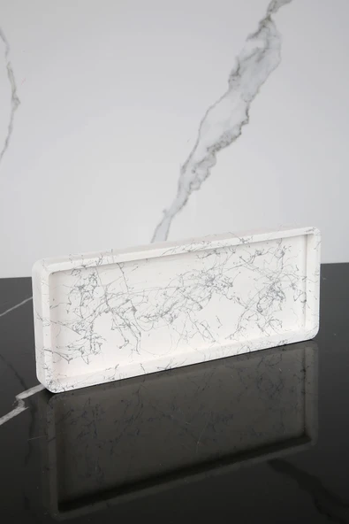 Dekoratif Sunum Tepsisi Tabağı Beton Sunumluk 10x25 Cm Beton Gri - 1