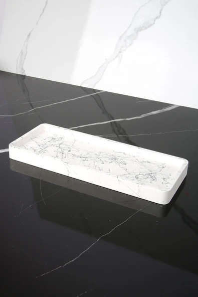 Dekoratif Sunum Tepsisi Tabağı Beton Sunumluk 10x25 Cm Beton Gri - 2