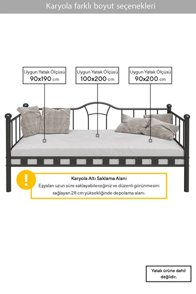 ARGİMO Kamelya Sedir Metal Karyola Beyaz 100 X 200 CM - 7