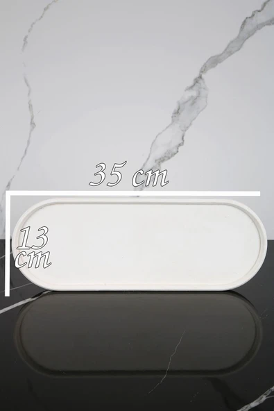 Mermer Desenli Beton Sunum Tepsisi Sunum Tabağı Sunumluk 35 cm - 2