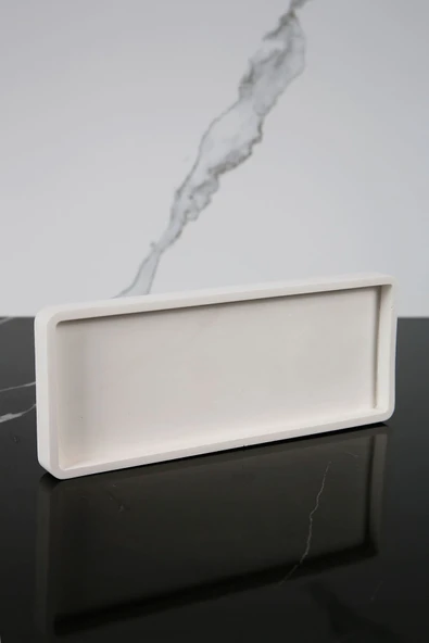 Dekoratif Sunum Tepsisi Tabağı Beton Sunumluk 10x25 Cm Beton Gri - 1