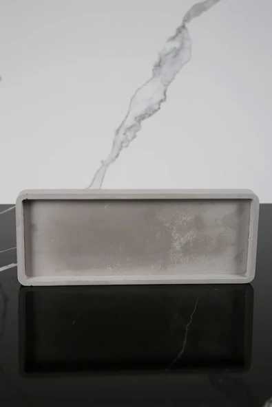 Dekoratif Sunum Tepsisi Tabağı Beton Sunumluk 10x25 Cm Beton Gri - Resim 3